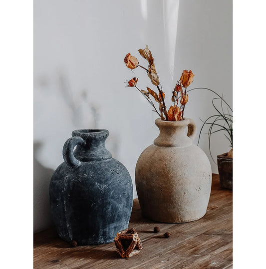 Handcrafted Vintage Terra-Cotta Vase With Single Handle |Home Decor. Vase. Flower Arrangement Vase|