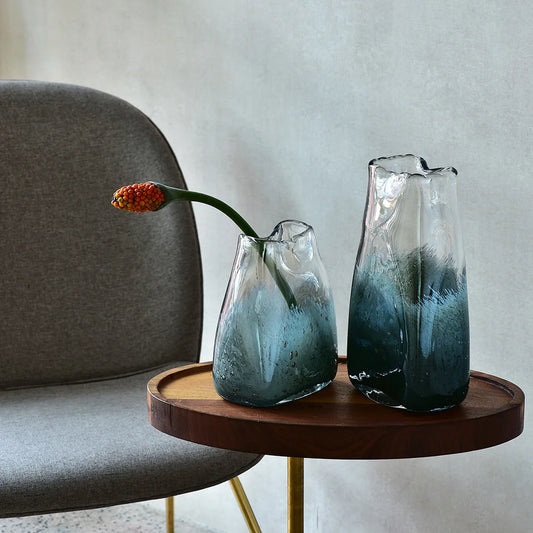 Blue Gradient Irregular Glass Vase |Flower Vase. Decoration|