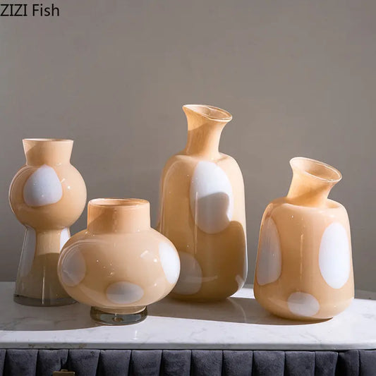 / Boutique / Beveled Mouth Painted Glass Vase | Vase. Decoration. Floral Vase. Modern Decor|