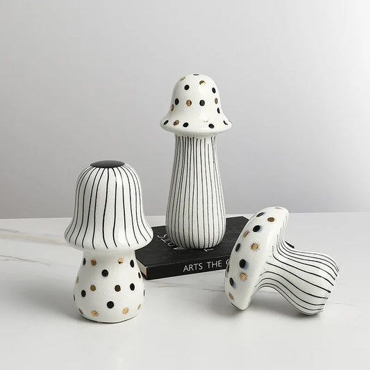 / Boutique / Modern Hand Polka-Dot Painted Ceramic Mushroom Ornament |Home Decor. Decoration.Desk top|