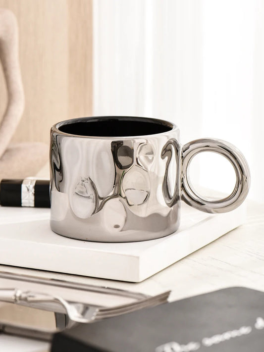 Modern Splash Ink Glazed Ceramic Mug |Cup. Drinkware. Coffee ware. Teaware. Soup Cup|